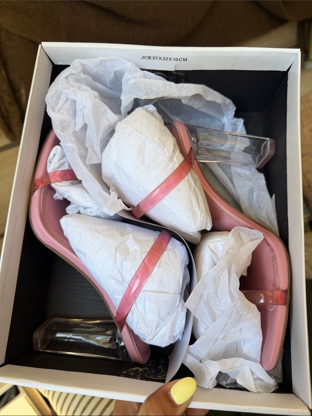 Steve Madden Pink Lucite Heel Slide Sandals